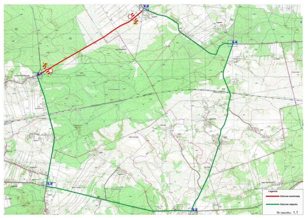 mapa objazdu